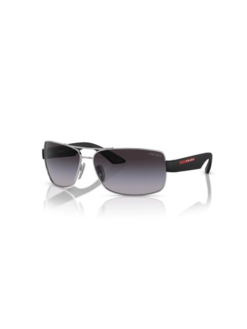 Prada Sunglasses PS50ZS 1BC09U Silver & Black Frame / Grey Lens NEW 65mm